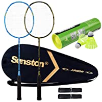 Los mejores  - Senston 2 Pieza Grafito Raqueta de Bádminton Conjunto- Incluyendo bádminton Bolsa- 6pcs Volantes de Nylon y Sobregrips